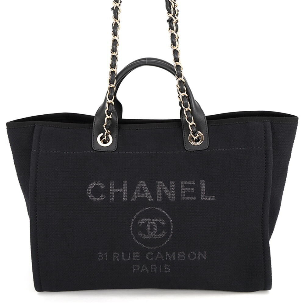 Chanel Deauville Line Tote Bag, Coco Mark, Canvas GM A66941, 2-way Shoulder B...